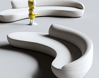 米白色布艺弧形沙发