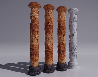 柱子,龙纹雕刻，盘龙柱子
