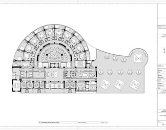 2500㎡圆形弧形温泉酒店CAD平面方案