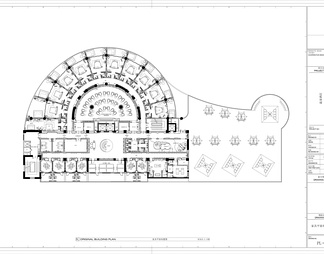 2500㎡圆形弧形温泉酒店CAD平面方案