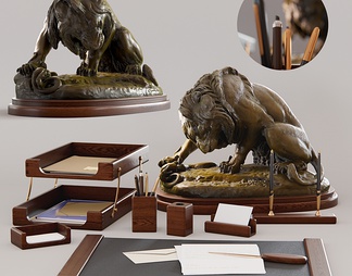 办公桌面狮子雕像饰品摆件