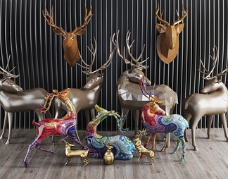 鹿雕塑 鹿形摆件组合