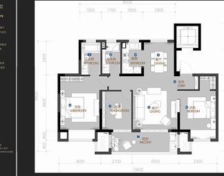 120㎡家装平层CAD施工图+效果图+材料表 私宅 大平层 样板房