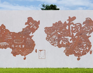 中国地图文化景墙