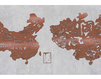 中国地图文化景墙
