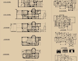 精品名师案例别墅、套房CAD平面方案