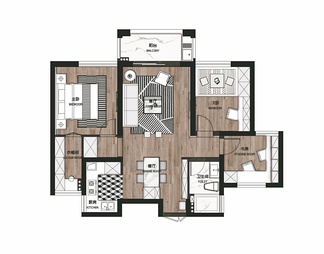 85㎡三居室家装CAD施工图 私宅 平层 家装 大宅 样板房