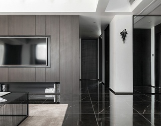 黑白调家装三居室CAD施工图+实景照 私宅 平层 家装 大宅 样板房