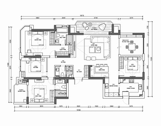 200㎡家装大平层CAD施工图+实景照 私宅 豪宅 平层 家装 大宅 样板房