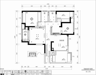 130㎡家装大平层CAD施工图 私宅 家装 平层  三居室 大宅