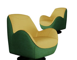 黄绿休闲单人沙发