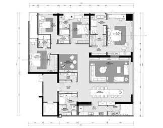 290㎡大平层样板房CAD施工图 家装 大平层 样板房 四居室 豪宅 私宅