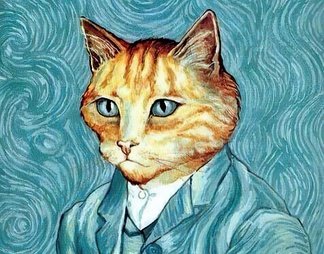 猫肖像色彩卡通挂画