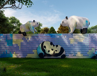 熊猫儿童景墙