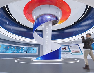 科技企业展厅 互动触摸屏 多媒体互动装置 滑轨魔屏