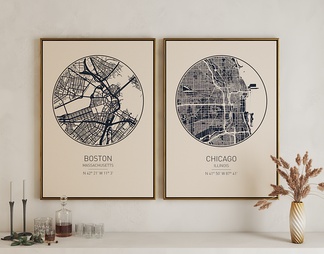城市地图艺术挂画