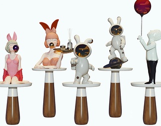 兔女郎太空兔人物雕塑