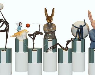 芭蕾人物兔子潮玩雕塑