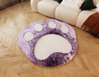 毛绒猫爪造型地毯