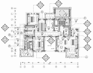 1200㎡三层别墅豪宅CAD施工图 家装 私宅 豪宅 洋房 别墅 大宅 样板房