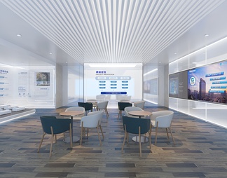 产业园规划展厅 LED拼接大屏 数字沙盘 休闲桌椅组合