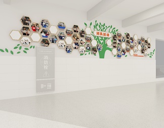 校园文化长廊 造型树 名人墙