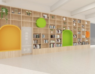 校园文化长廊 休闲装饰书柜 名人墙 沙发凳 储物柜 装饰柜