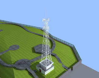 电信塔、绿网护栏
