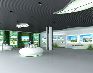 绿色展厅 互动触摸一体机 数字沙盘 VR虚拟漫游