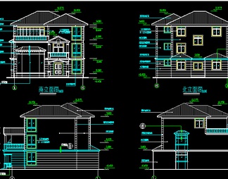 瓦房屋顶别墅CAD建筑施工图