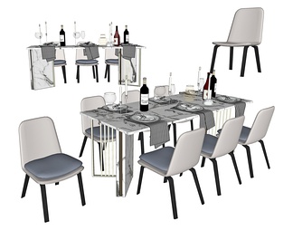 餐桌椅组合，餐桌，餐椅，书椅，书桌，写字桌，餐桌摆件，红酒，烛台