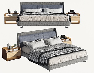 双人床，主卧床，落地床，四角床，床品，摆件，抱枕，毯子，被褥，床头柜