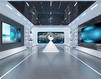 科技展厅 360全息投影 智能机器人 互动触摸屏