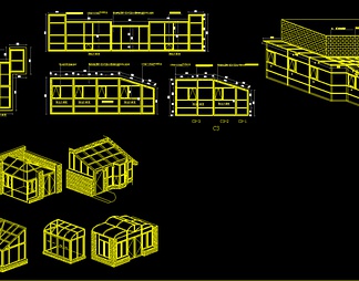 钢化玻璃阳光房cad施工图