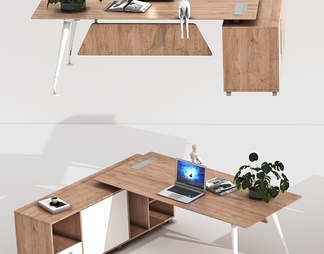 办公桌，办公桌，班台，经理桌，主管桌，摆件，电脑，花，书，饰品，书桌