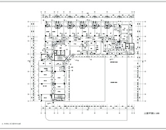 L型住院楼建筑平面图