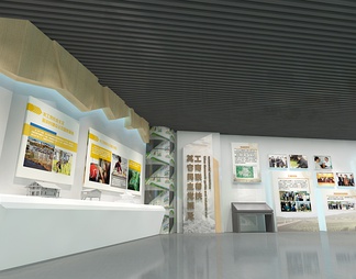 企业文化展厅 互动触摸一体机 展示柜 发光地图 城市剪影