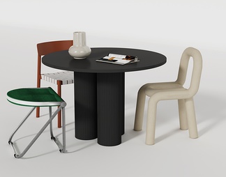 圆桌餐桌椅,餐桌,折叠椅