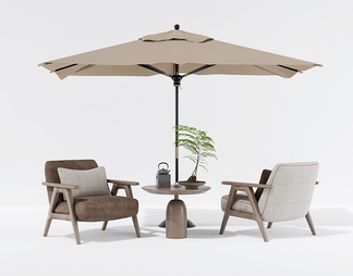 户外休闲桌椅 户外椅 休闲椅 蕨类盆栽茶具 太阳伞桌椅
