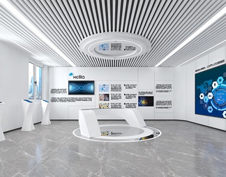 科技企业展厅 互动触摸一体机 LED拼接大屏 LED透明屏