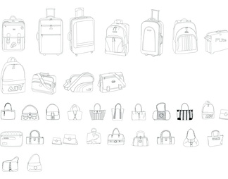 行李箱 衣帽 鞋 装饰物CAD图块