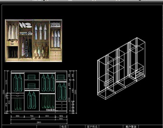 衣柜双移门、三移门内部结构CAD图纸
