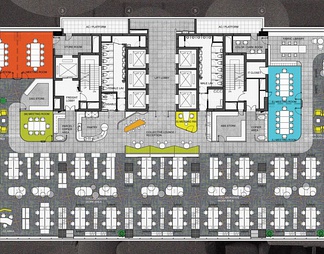 六层大型办公室CAD施工图+方案文本+效果图+材料表