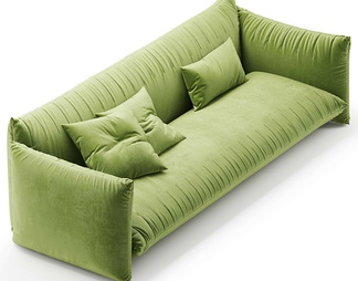 绿色布艺双人沙发
