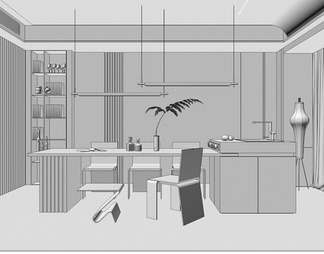 餐厅、餐桌、水吧台桌、餐厅背景、餐桌灯、亚克力椅子
