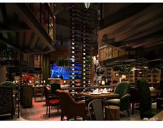珠海胡桃里音乐餐厅CAD施工图+效果图 餐饮 特色餐厅 艺术餐厅 音乐餐厅