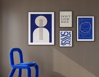 克莱因蓝装饰挂画 单椅