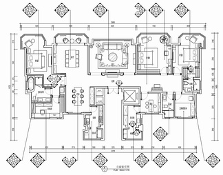 280㎡大平层私宅CAD施工图+效果图+方案文本 家装 私宅 豪宅 样板房 大平层 私宅