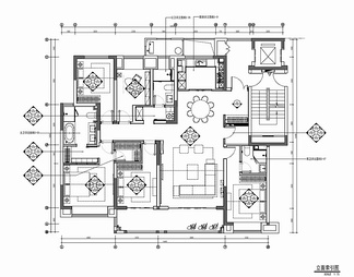 200㎡家装大平层CAD施工图  家装 私宅 豪宅 样板房 大平层 私宅