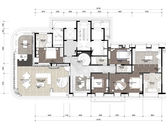 550㎡复式两层家装CAD施工图+效果图+物料表  豪宅 私宅 洋房 样板房 家装 别墅